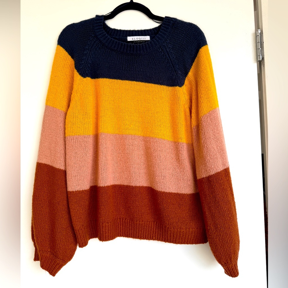 Eloquii Striped Color Block Sweater Size 14/16